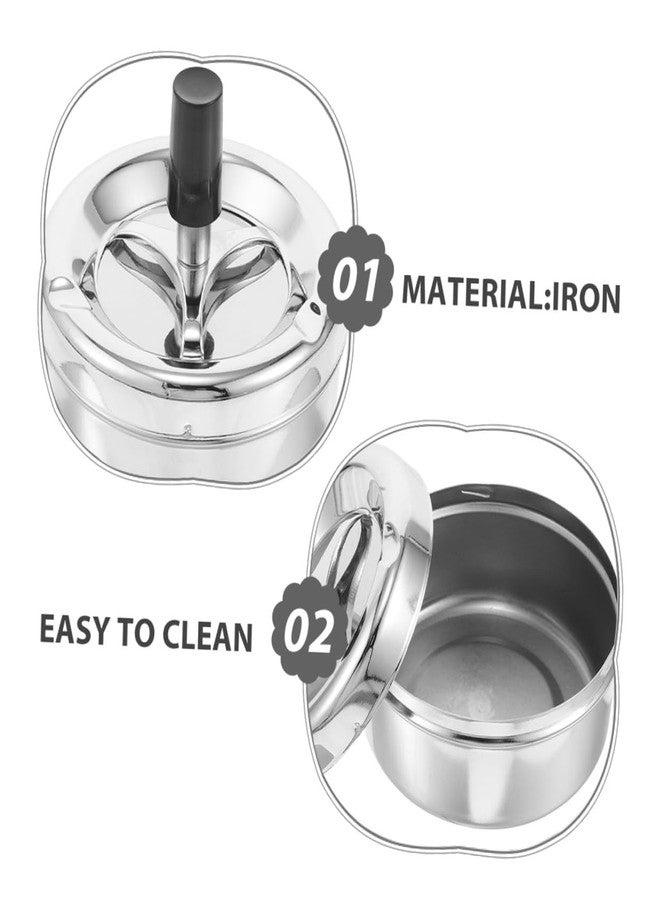 MUCKLILY 2pcs Metal Ashtray with Push-down Spinning Lid Windproof Smokeless Round Design for Home Office Patio Wear-resistant Construction Precision Rotation Mechanism Decorative Indoor - Image 3